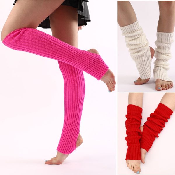Calentadores de piernas con estribo, medias de punto hasta la rodilla de Color caramelo, calcetines de invierno para mujer, puños para botas, cubierta para pies, moda