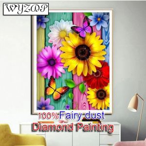 Stitch 100% Fairy Dust 5D Diy Diamond schilderij Bloem Vol vierkant mozaïek borduurwerk diamant art Crystal Sross Stitch Decor Wyz20240110