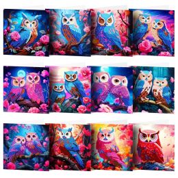 Stitch 12pcs Diy Diamond schilderij wenskaarten Owl gedeeltelijke boor mozaïek bedankt verjaardag ansichtkaarten met envelopgroet kaarten festival