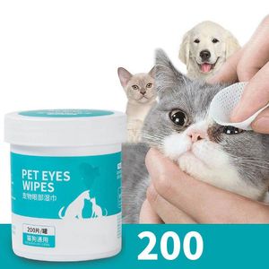Stitch 200 pièces boîte de tampon de nettoyage pour les yeux des animaux de compagnie serviettes en papier pour le visage chien chiot lingettes humides nettoyant chat chien larme détachant accessoires en papier