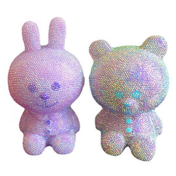 Stitch 2022 Hot Crystal Bear Doll Piggy Bank 5d DIY Diamond Painting Crystal Animal Bear Rabbit Mosaic Broidey Kid Gift Home Decor