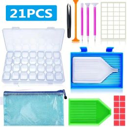 Stitch 21 stks/set 5D Diy Diamant Borduren Accessoires Kit Volwassen of Kinderen Diamant Schilderen Gereedschap Opbergdoos Mozaïek Lijm Boor Pen Kit