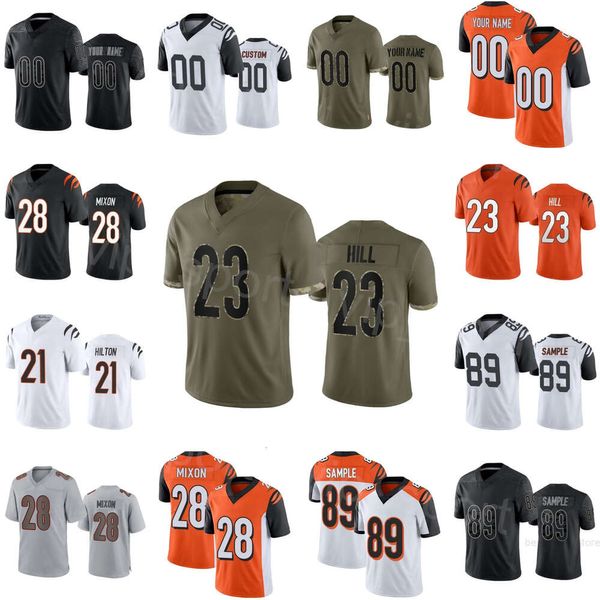 Stitch 27 Battle Football Jerseys 89 Drew échantillon 6 Jake Browning 30 Chase Brown 28 Joe Mixon 23 Dax Hill 21 Mike Hilton 33 Nick Scott Salute to Service Woman Youth Men