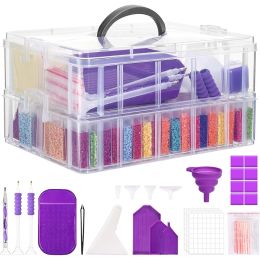 Stitch 2Tier Diamond Painting Storage Container 88 Slots Clear Stapelbare Bead Organzier voor DIY Diamond Art Craft Sieraden Bead Storage