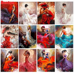 Stitch 3D -foto's voor borduurwerkvrouw flamenco Danser Diamond schilderen Volledige vierkante kruissteekpakketten Diamant mozaïek Spaanse kunst