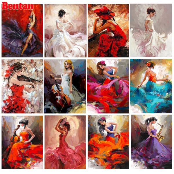 Stitch Pictures 3D pour la broderie Femme Flamenco Dancer Diamond Peinture Full Square Cross Stitch Kits Diamond Mosaic Spanish Art