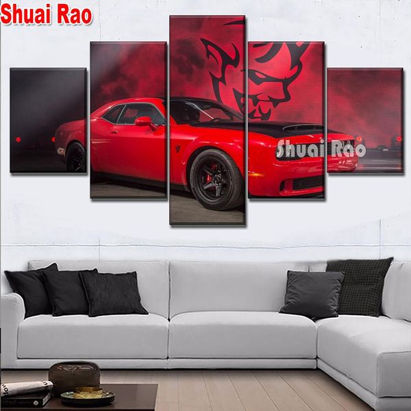 Stitch 5 Panneau Red Cool Sports Car 5d Diy Diamond Painting Cross Stitch Kits Diamond Multiiculture Mosaic Pattern Picture Decor