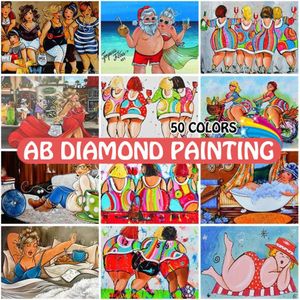 Stitch 5d ab sexy women peinture de diamant dessin animé fat Lady 50 couleurs fous carrés exercices ronds broderie croix mosaïque décoration intérieure