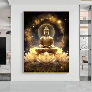 Stitch 5d Diamond Art Painting Gold Boeddha Statue Mozaïek Lotus Landschap Borduurpakket Kruissteek Nieuwe religie Decoratie voor Home