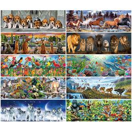Stitch 5D Diamond schilderij Dier Wereld Diamant borduurwerk Dog Tiger Lion Horse Bird Volboor Wall Art Woonkamer Slaapkamer Huisdecoratie
