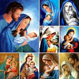 Stitch 5d Diamond Painting Blessed Mary Mother and Baby Jesus Portrait Catholics Cross Stitch Kit Diy Full Square Diamond broderie