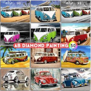 Point 5D diamant peinture Kit peinture AB voiture Bus dessin animé paysage complet carré rond broderie mosaïque point de croix décor à la maison paysage