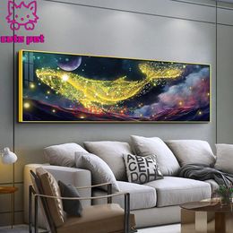 Stitch 5d Diamond Painting Modern Golden Whale fait à la main Puzzle de bricolage complet Plein carrée Mosaïque croix Stitch Home Decorar Twork Large