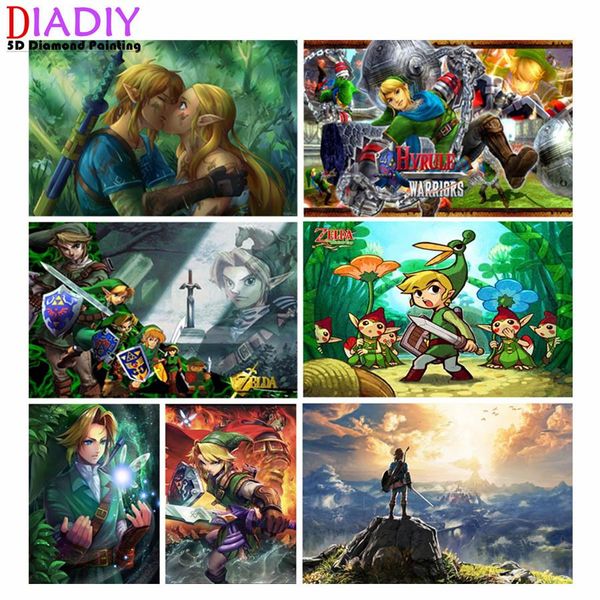 Puntada 5d DIY DIATO Diamond Painting Game Scape Zelda Full Diamond Borded Cross Stitch Kit Diamond Mosaic Home Decoration Regalo