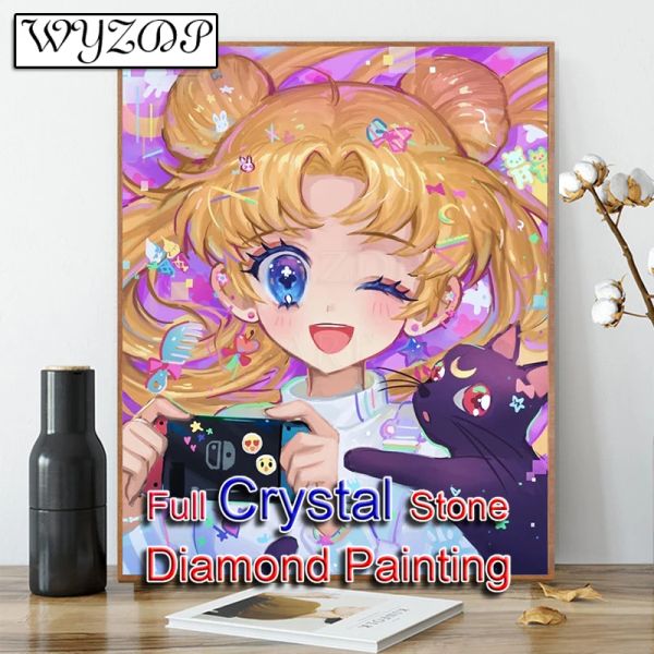 Stitch 5d Diy Crystal Diamond Painting Cartoon Girl Full Square Mosaic Brodery Cross Stitch Kit Crystal Diamond Art Home Decor230757