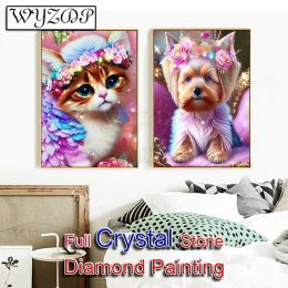 Stitch 5d Diy Crystal Diamond Painting Dog and Cat Full Square mozaïek borduurwerk Cross Stitch Gift Kit Diamond Art AB Home Decor 230833