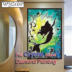 Stitch 5D Diy Diamond Schilderen Cartoon Zeemeermin Volledige Vierkante Kristal Mozaïek Borduren Borduurpakket Crystal Diamond Art Home Decor