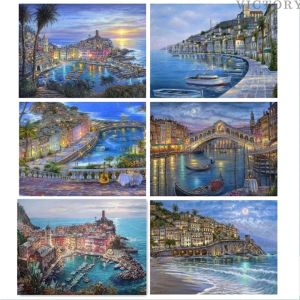 Stitch 5d Diy Diamond Painting Town Venetië Landschap Craft Kit Verkoop Volledige vierkante ronde Diamant borduurwerk landschap Handwerk Home Deco