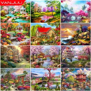 Stitch 5d Diy Diamond schilderij Villa Garden Landschap Diamant borduurwerk huis Kruissteek Diamant mozaïek ambachtelijke home decor cadeau