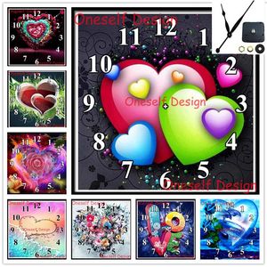 Stitch 5d DIY Diamond Painting with mécanical horloge coeur de diamant broderie complète avec horloge diy diamant mosaïque vente murale