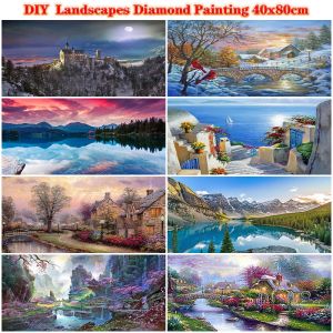 Stitch 5d Diy Seaside Snow Lakes Valleys Landschappen Diamant schilderen Volledige ronde Diamant mozaïek kits borduurwerk huisdecoratie ambachten