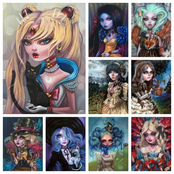 Stitch 5D Kurtis Rykovich Fantasy Fairy Art Peinture Diamant Broderie Kits Horreur Dessin Animé Fille Point De Croix Image Mosaïque Décor À La Maison