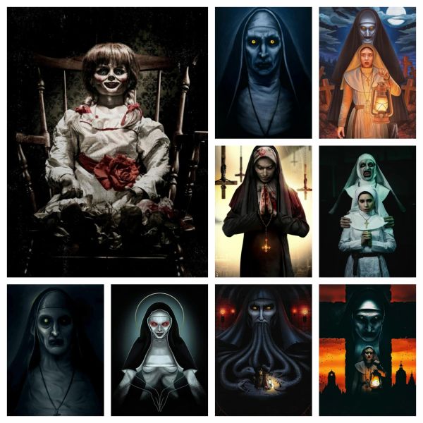 Stitch 5d The Nun Movie Diamond Rignestones Peinture Classic Horror Film Art Art Cross Cross Stitch Kit broderie photo Mosaic Home Decor