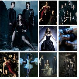 Stitch 5d The Vampire Diaries Horror TV TV Pintura Damon Stefan Elena Cross Stitch Bordery Imagen Decoración de dormitorios Mosaic