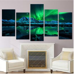 Stitch 5stcs Diy 5d Full Diamond Borduurwerk groen Aurora Borealis Lake Full Square Diamond Painting Cross Stitch ZP504