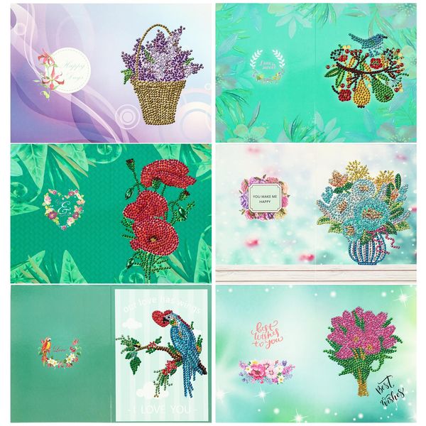 Stitch 6pcs Diamond Painting Cartes de vœux Cartoon Birthday Birthday Cartes postales 5d Diy Kids Festival broderie CARTES GREAT