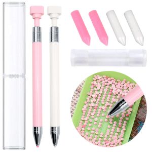 Stitch 6pcs Peinture de diamant stylos avec de la cire, stylo à cire rechargeable, stylo à forage à point de colle tournante pour les ongles, outils en diamant