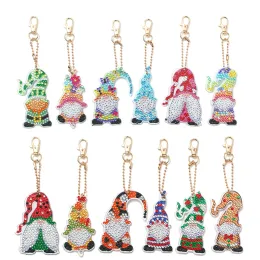 Stitch 6pcs Diy Diamond Painting Keychains Cartoon Gnome Pendant Keyring Diamond borduurwerk mozaïek kunst ambachten vrouwtas tas decoratie cadeau