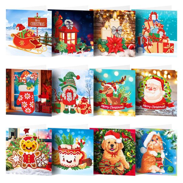 Stitch 812pcs Cartes de vœux 3D DIY PEINTURE DIAMOND avec carte postale Enveloppe pour la fête de Noël Cartes de souhaits de la fête