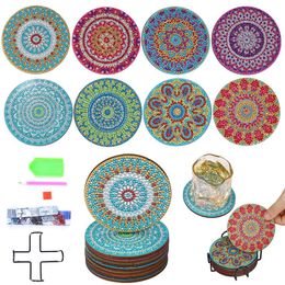 Stitch 8pcs 5d DIY Diamond Painting Coaster Mandala Drink tasse coussin Placemat Mosaïque Kit Rhingestone Diamond Crystal Home Decoration