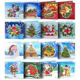 Stitch 8pcs / pack peinture de diamant joyeux noël cartes de vœux cartes de fête à la main merci les cartes de vœux du Nouvel An d'anniversaire