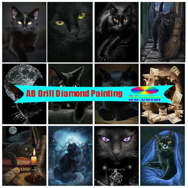 Stitch Ab Diamond Painting Black Cat Diamonds for Crafts Paintings on the Wall Mosaic broderie ACCESSOIRES PLUS 5D KIT ART TOLLES