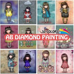 Stitch AB Diamond Painting Doll Brodery Cross Stitch 5d Full Square / Round Drill Cartoon mignon fille loli sirène fleur pingouin mosaïque