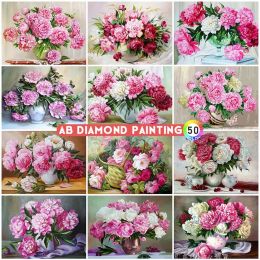 Stitch AB Percettes 5d DIY Diamond Brodery Peony Cross Mosaic Full Diamond Painting Flower Hicestone Picture Home Decor