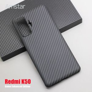 Stitch Amstar Pure Carbon Fiber Protective Case voor Xiaomi Redmi K50 K40 Game Enhanced Edition Ultrathin Business Aramid Fiber Cover
