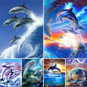 Point Animal dauphin préimprimé 11ct, motifs croisés, bricolage, broderie, couture, loisirs créatifs, aiguille faite à la main, vente en gros