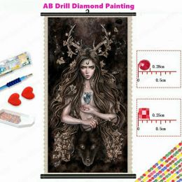 Stitch Artemisa Witch Wolf 5d DIY AB PROCHES DIAMOND PEINTURE Gothic Dark Fantasy Vampire Art Cross Crost Stitch Mosaic broderie décor