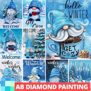 Stitch Blue Winter Snow Gnome Welkom AB Northern Lights Diamond schilderen Mozaïek handwerk vol borduurruimte Decor Cartoon Art Gift