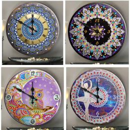 Stitch Gloednieuwe Tin Clock 5D Diamond schilderij Mandala Bloempatroon Diy Diama -borduurwerk Art Rhinestone Mozaïek Home Decor Gift