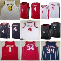 Stitch City Basketball Jalen Green Jersey 4 Hommes Vintage Tracy McGrady 1 Clyde Drexler 22 Hakeem Olajuwon 34 RetroRed Blanc Bleu Marine Équipe