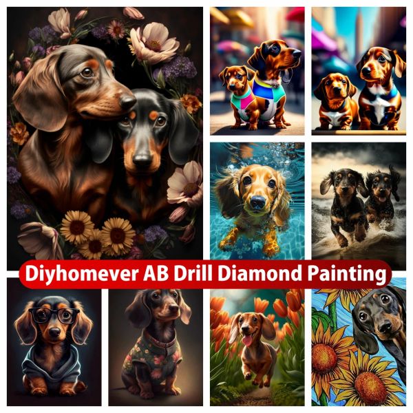 Stitch Dachshunds Salchicha Perro 5D AB Pintura Diamante Bordado Lindo Arte Animal Hecho A Mano Punto de Cruz Mosaico Artesanía Regalo para Niños