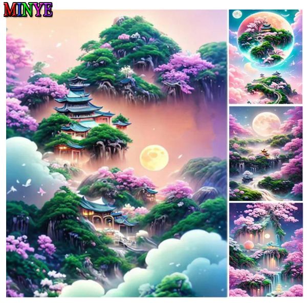 Stitch Diamond broderie Waterfall Attic Landscape 5d Diam Diamond Painting Full Force Mosaïque Kit de croix Croix Rhingestone Image