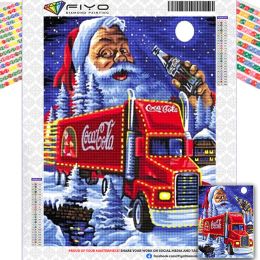 Stitch Diamond Painting Christmas Santa Truck 5D DIY Full Diamond Borduurwerk landschap Mozaïek Art Picture Cross Stitch Kits Navidad