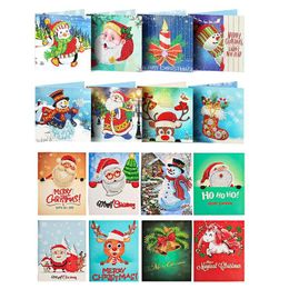 Stitch Diamond Painting DIY Cartes de voeux dessin animé anniversaire de Noël Cartes postales Santa Claus Diamond Broiderie Gift Handmade Crafts 8pc