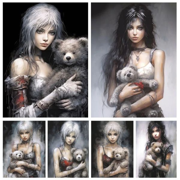 Stitch Diamond Painting Halloween White Hair Girl Horror Doll Mode Full Drill Cross Cross Kit de broderie Home Mur atmosphère Décoration