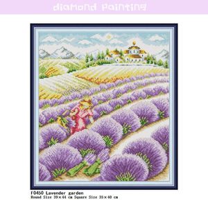 Point de diamant peinture mosaïque 5d lavender jardin broderie diamant rond en forme de carrée hinstone images icônes kits de décoration de la maison